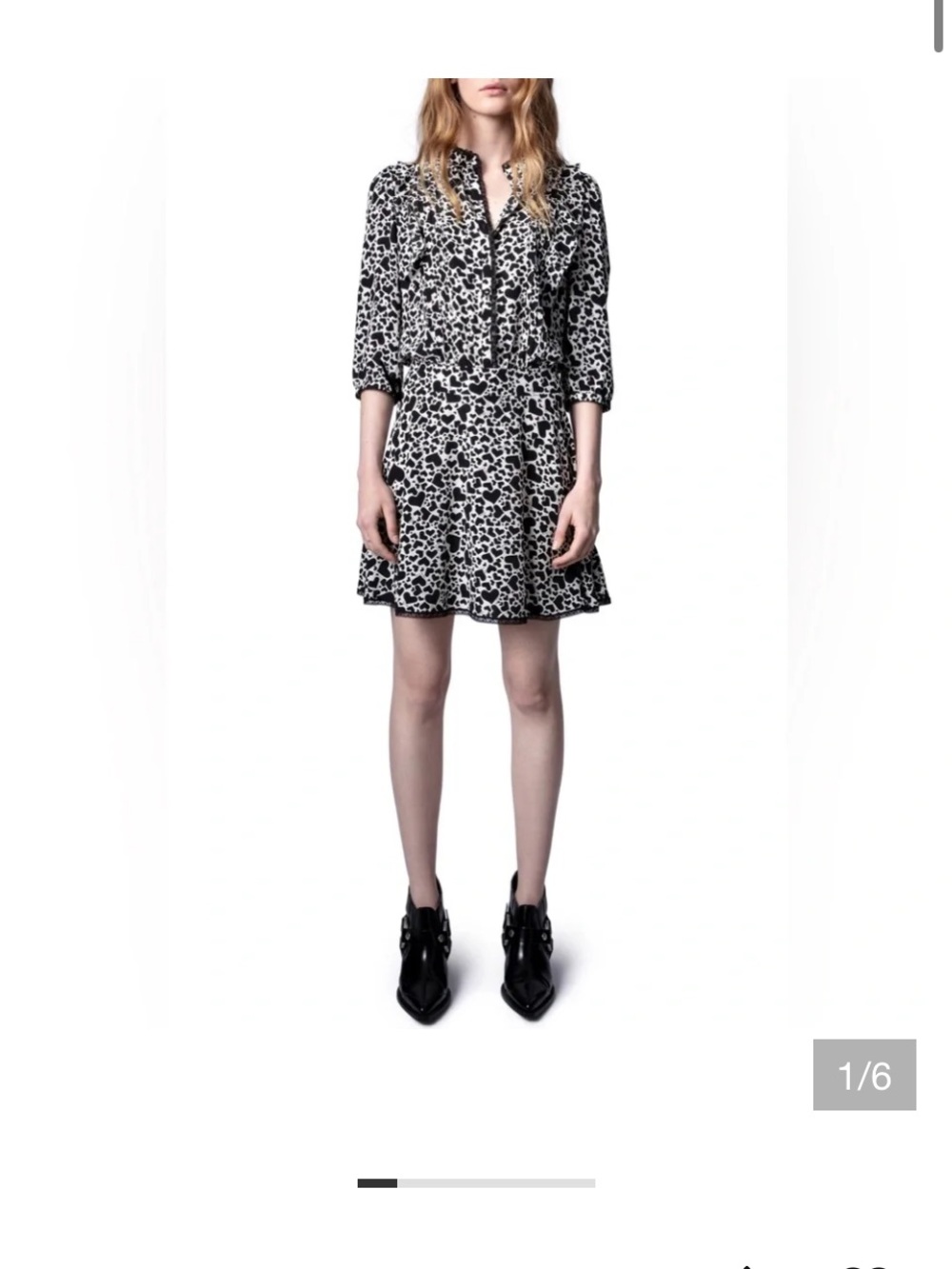 Zadig & Voltaire Black and White Leopard-Print Shirt Dress